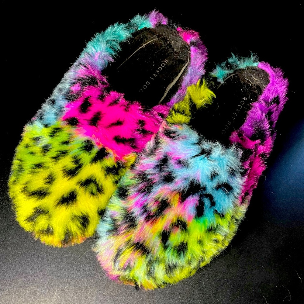 🌈Rocket Dog Rainbow Faux Fur Slippers [Size 10]